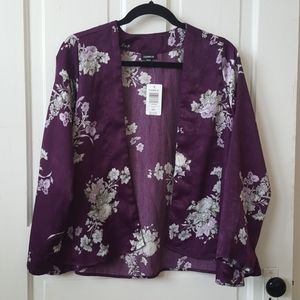 Torrid purple floral satin kimono